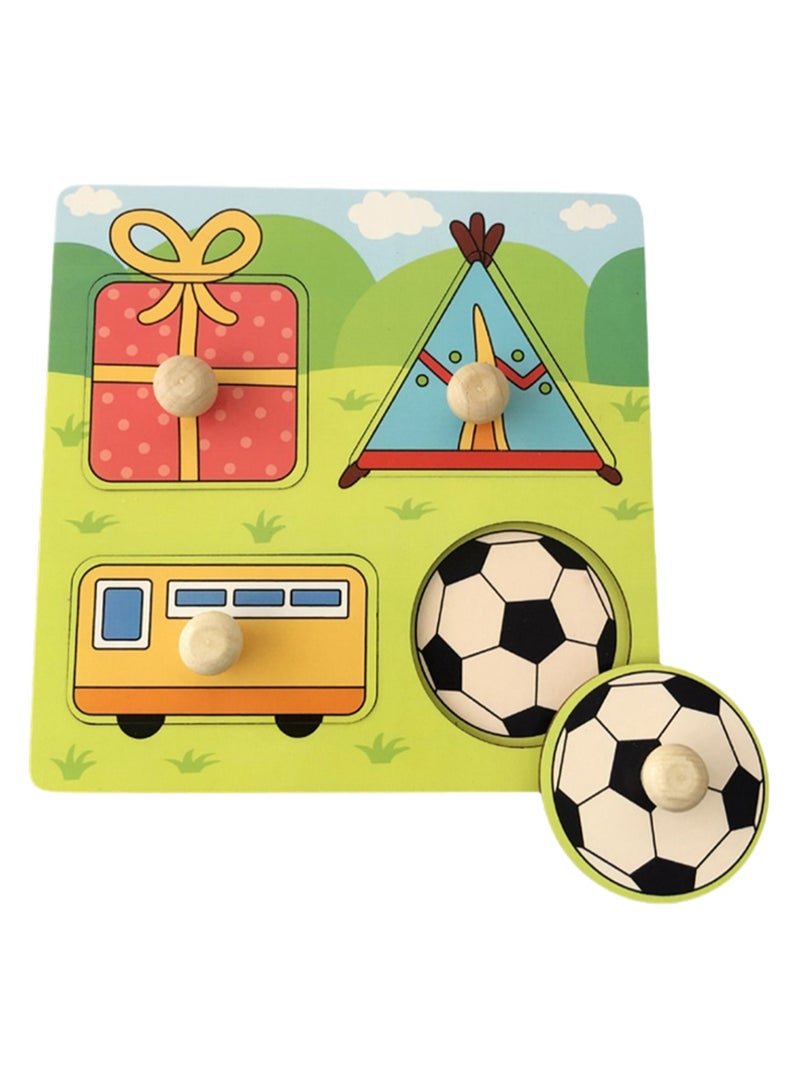 لعبة أحجية الصور المقطوعة الخشبية مقاس 5.9 بوصة مع مقبض، نموذج هدية للأطفال من عمر 1 إلى 3 سنوات، لعبة أحجية الصور المقطوعة التعليمية للأطفال الصغار، هدية مثالية للأولاد والبنات من عمر 1 إلى 2 إلى 3 سنوات - Image 1